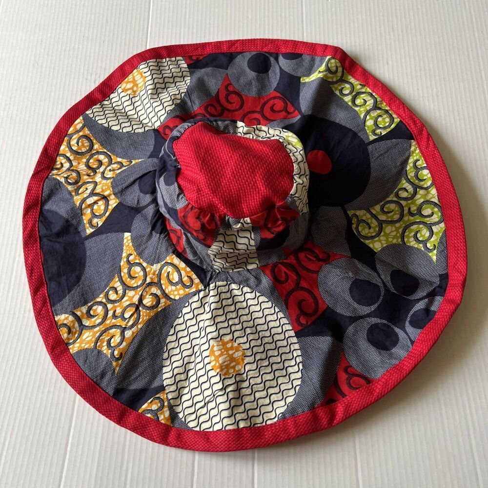 Omakaa S-M Wide Brim SUN HAT Garden Beach Resort Cotton Blend Red Reversible